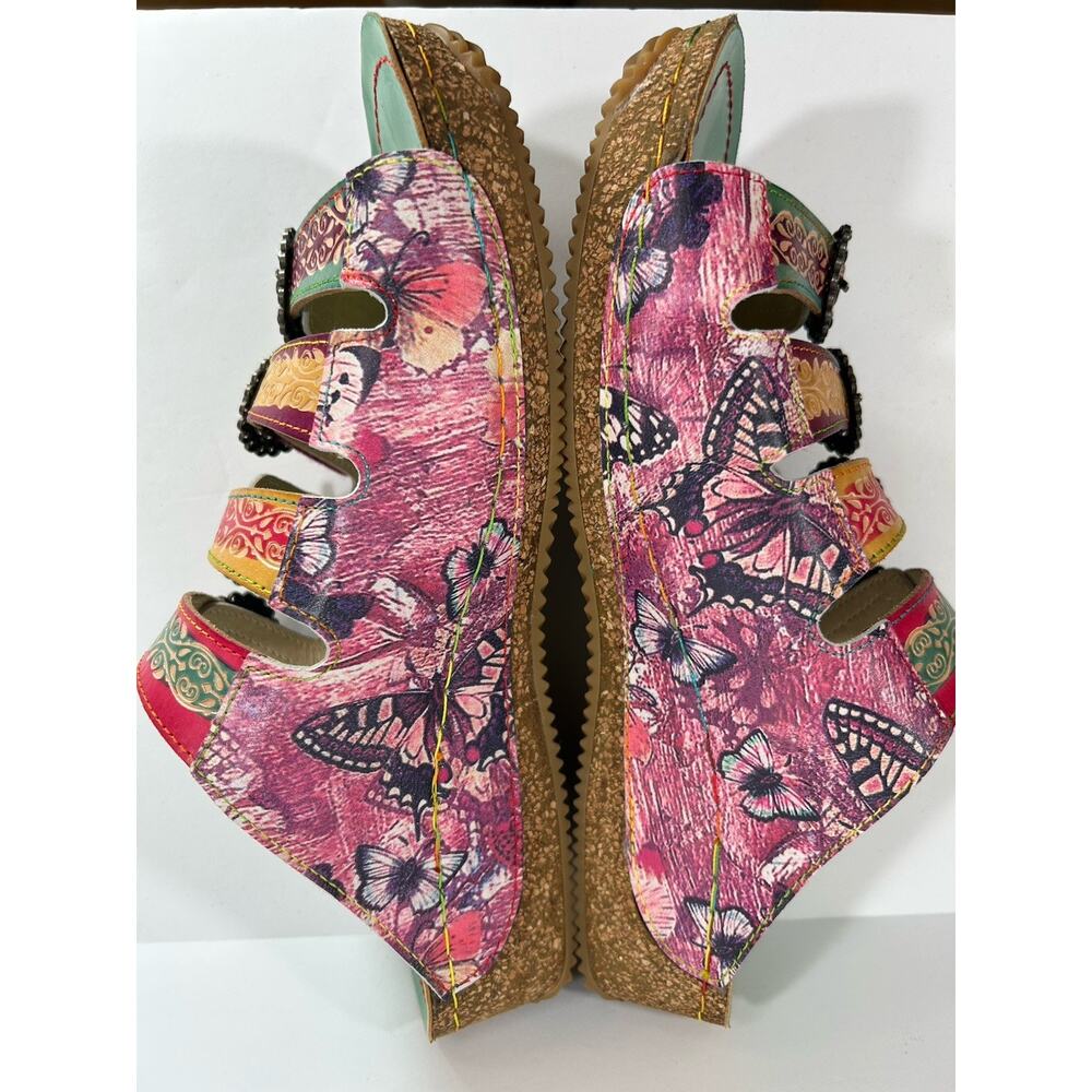 L'Artiste by Spring Step Blessing Mint Multi Leather Slide Sandals Size US 9 - Picture 3 of 7